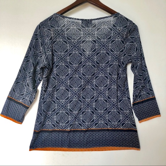 The Limited 3/4 Sleeve Sheer Blouse w/ Gold Bar - Picture 2 of 6